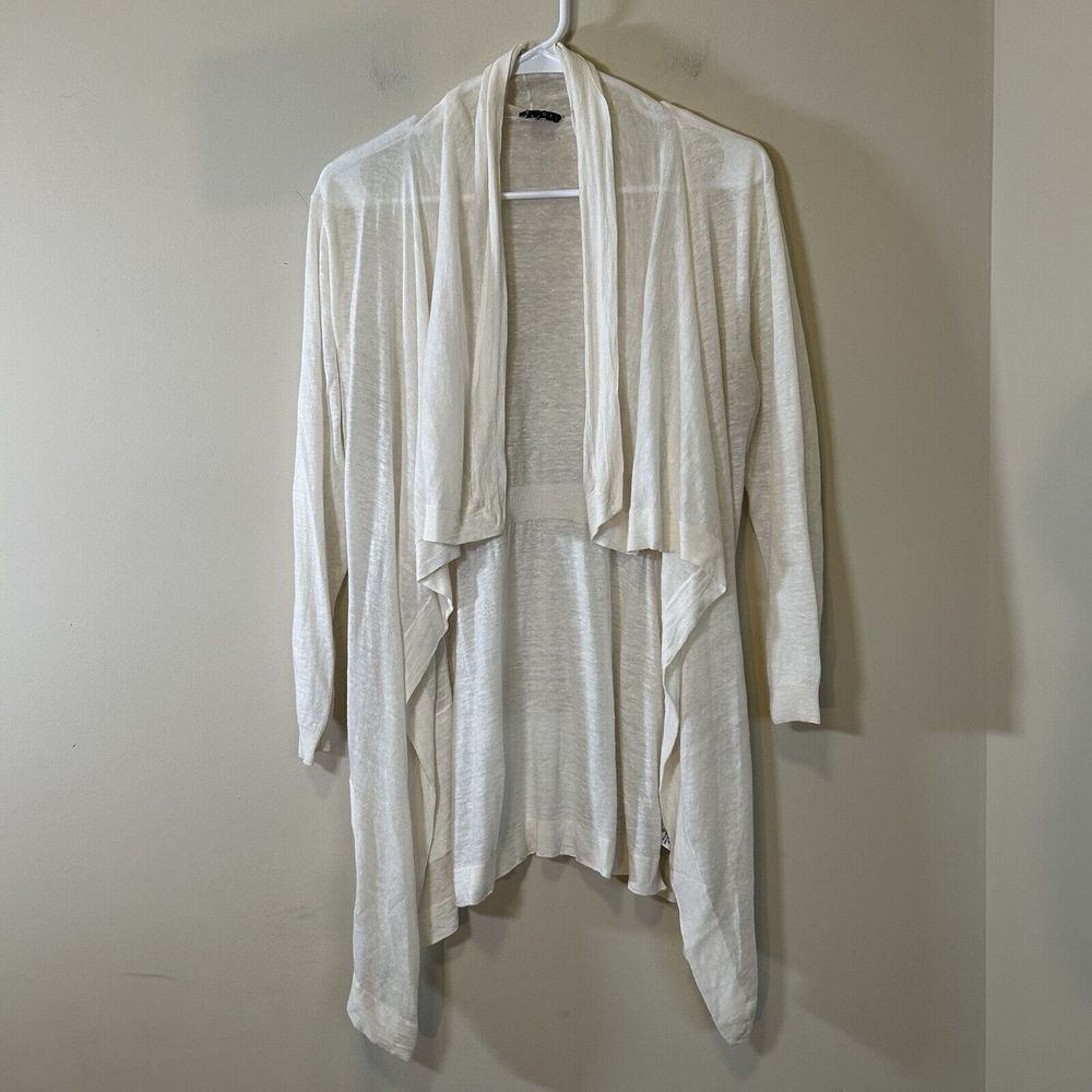 Theory Cream Open-Front Draped Cardigan
